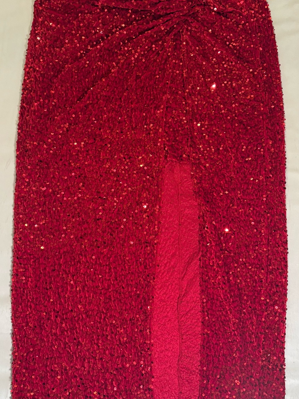 Eloquii Red Sequin Twist Front Midi Maxi Skirt Plus Size 20
